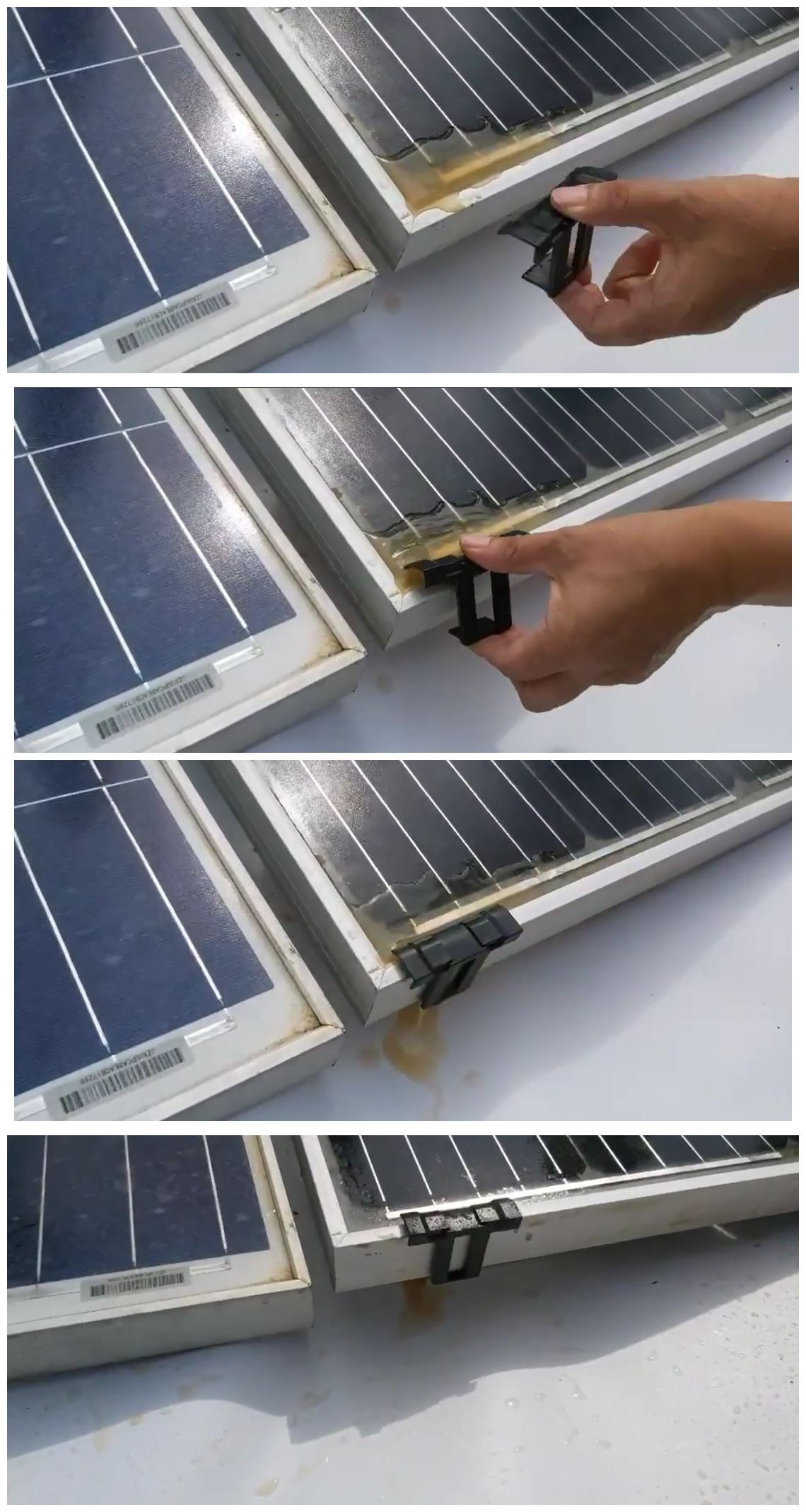 Photovoltaic Panels Water Drainage Clips Real Scene