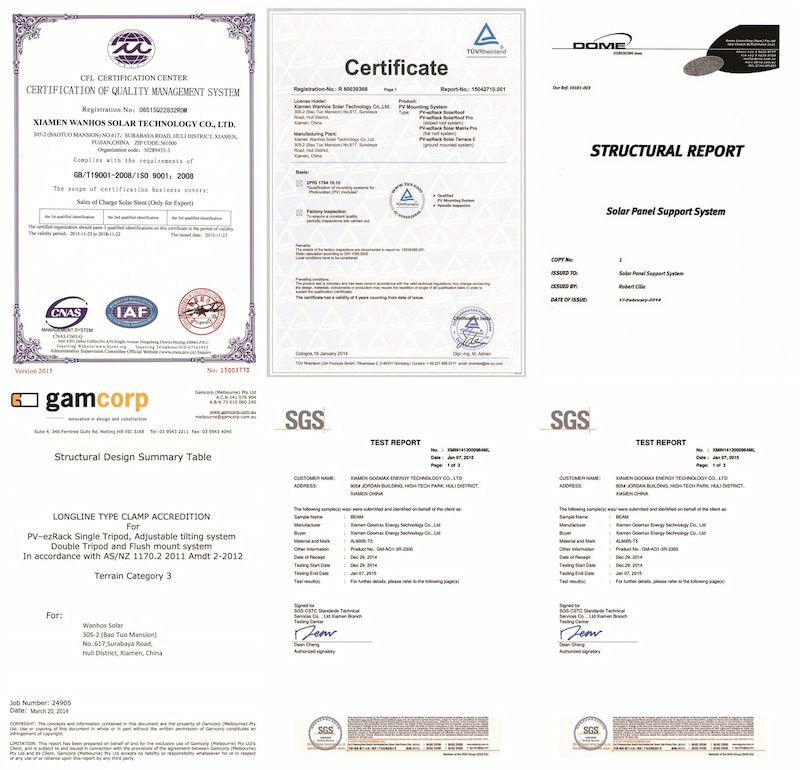 Cetificate of aluminium frame for solar panels